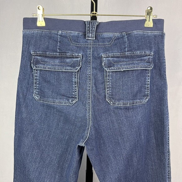 Lee Platinum Label Jeans Womens 8 Blue Capri Roll Up Snap Cuff Stretch Denim - Picture 4 of 9